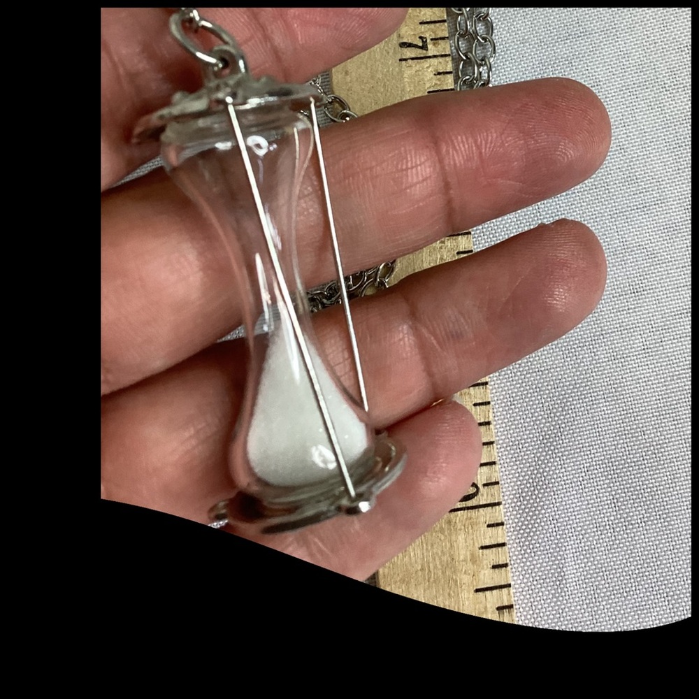 Silver Hourglass Pendant Necklace